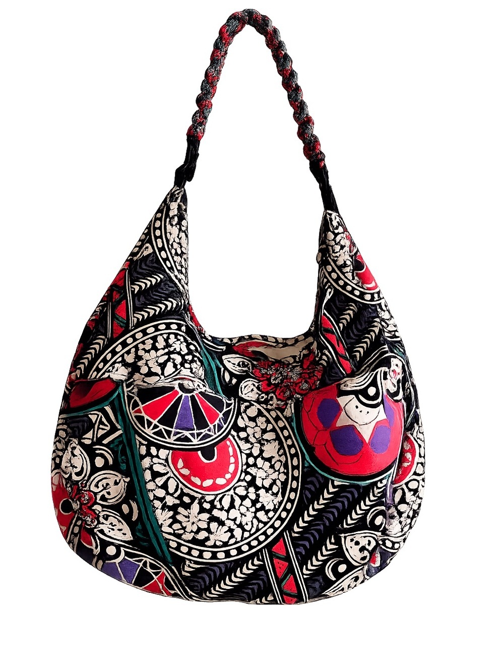 KAVU Rope Sling handBag Boho Geometric Print Pink Purple Black shoulder Gorpcore
